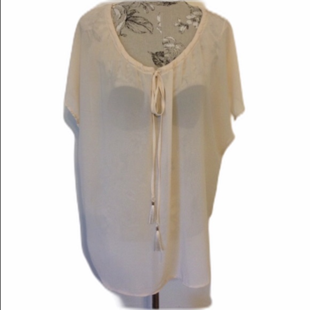𝅺cotton On Creme Sheer Blouse L